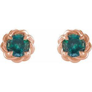 14K Rose Gold 4.5 mm Lab-Grown Alexandrite Claw-Prong Rope Earrings – image 2