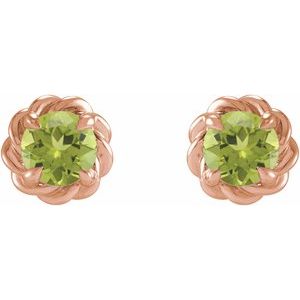 14K Rose Gold 4.5 mm Natural Peridot Claw-Prong Rope Earrings – image 2