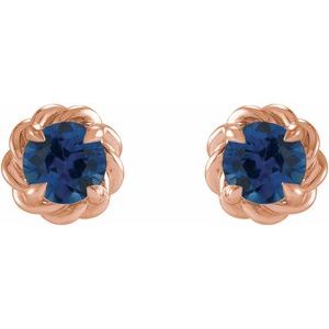 14K Rose Gold 5.5 mm Lab-Grown Blue Sapphire Claw-Prong Rope Earrings – image 2