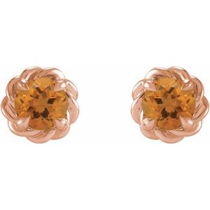 14K Rose Gold 5.5 mm Natural Citrine Claw-Prong Rope Earrings – image 2