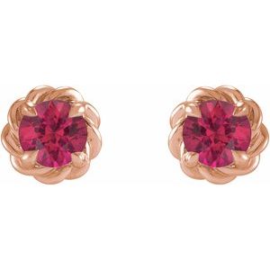 14K Rose Gold 5.5 mm Lab-Grown Ruby Claw-Prong Rope Earrings – image 2