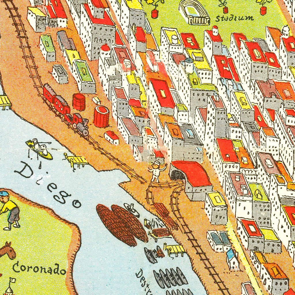Vintage Map of San Diego, California 1928