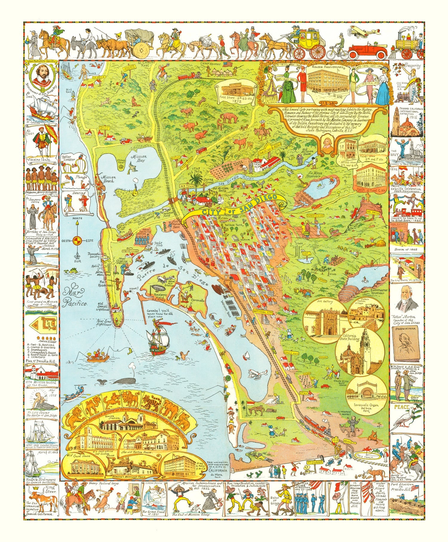 Vintage Map of San Diego, California 1928