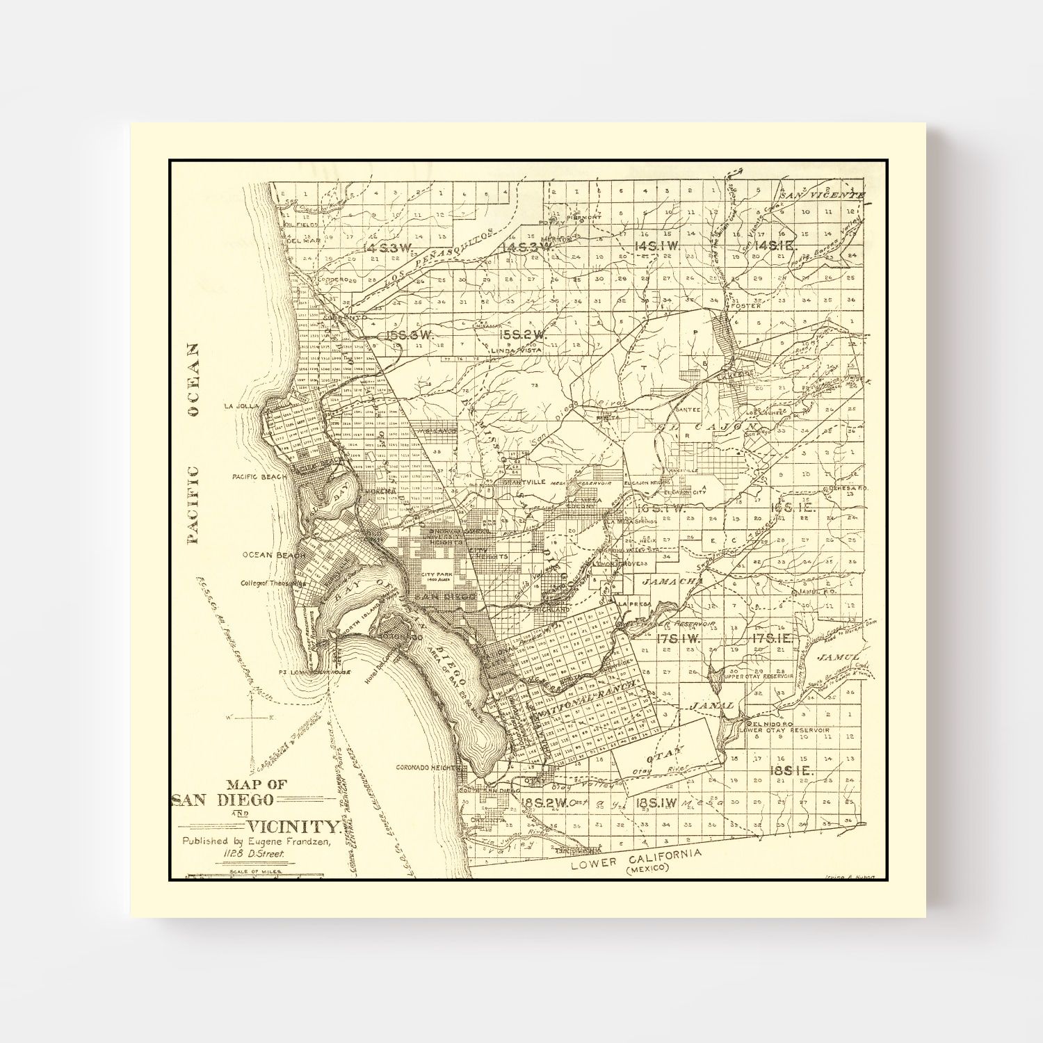 Vintage Map of San Diego, California 1895