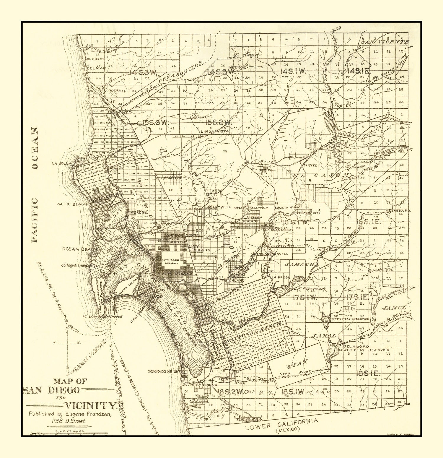 Vintage Map of San Diego, California 1895