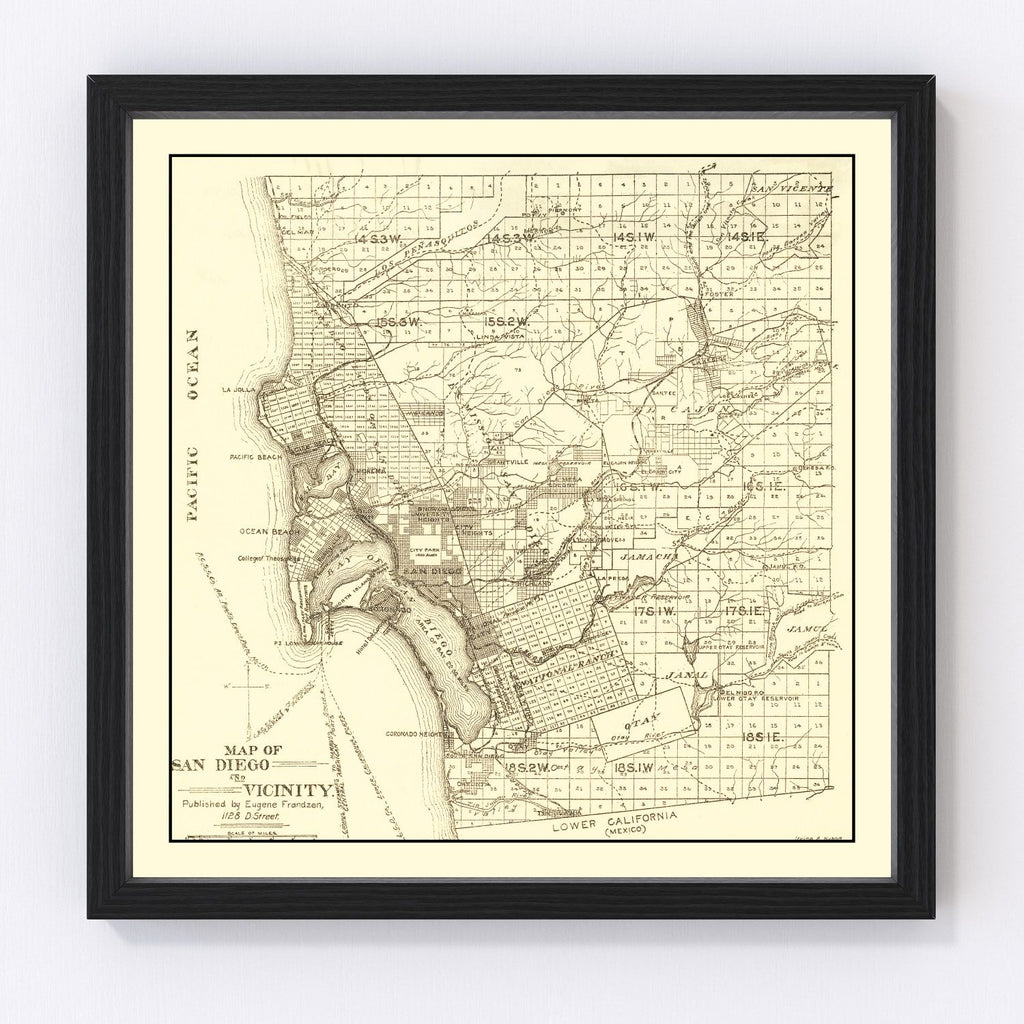 Vintage Map of San Diego, California 1895