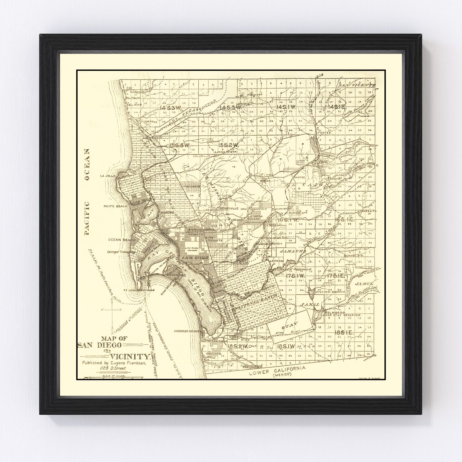 Vintage Map of San Diego, California 1895