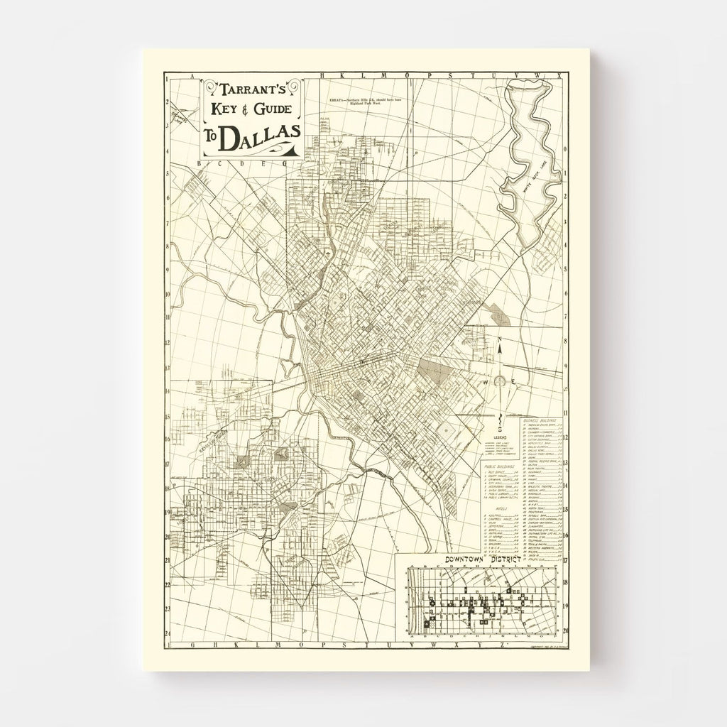 Vintage Map of Dallas, Texas 1925