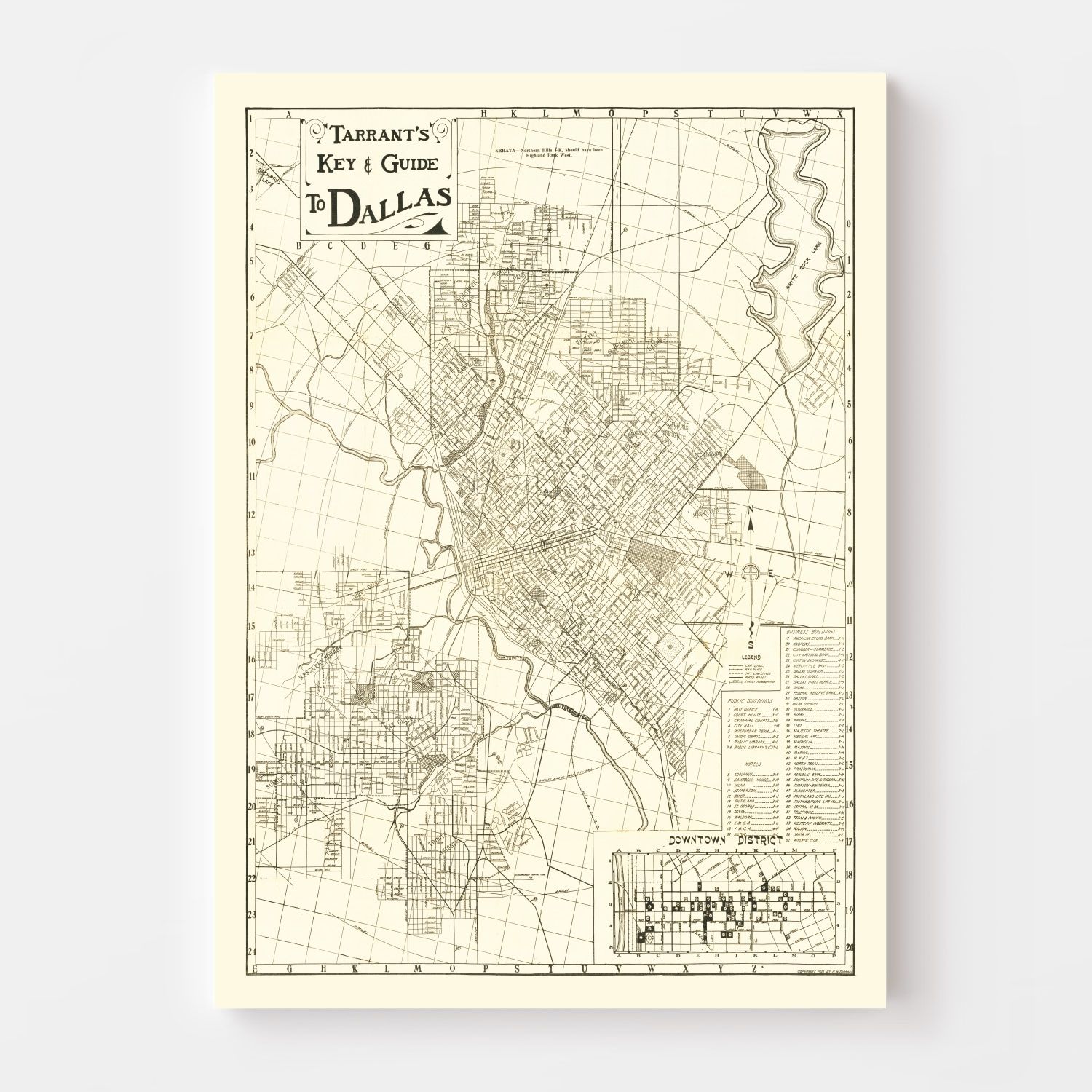Vintage Map of Dallas, Texas 1925