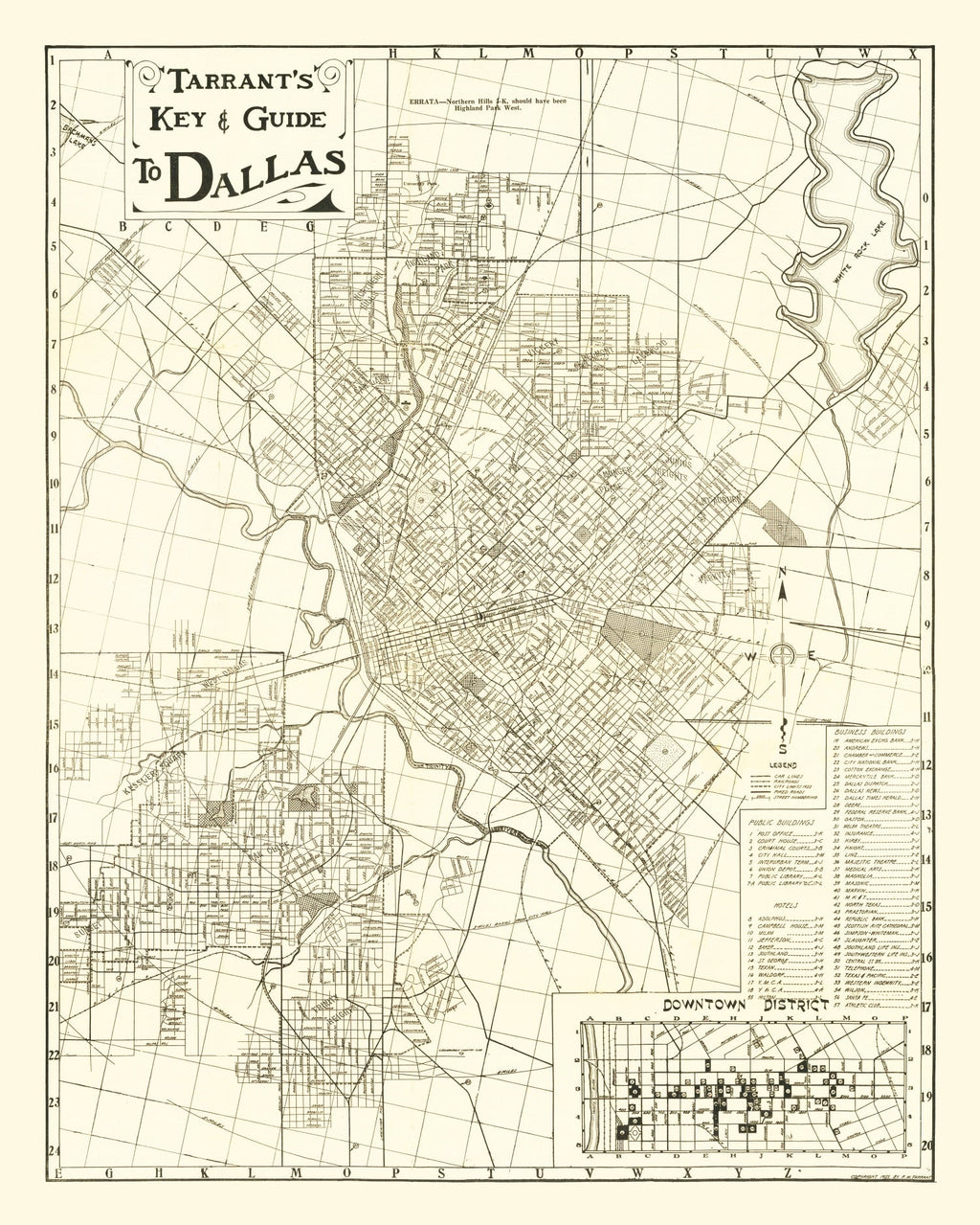 Vintage Map of Dallas, Texas 1925