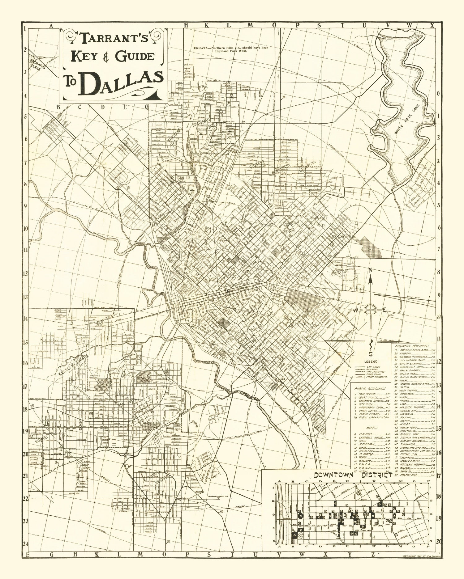 Vintage Map of Dallas, Texas 1925