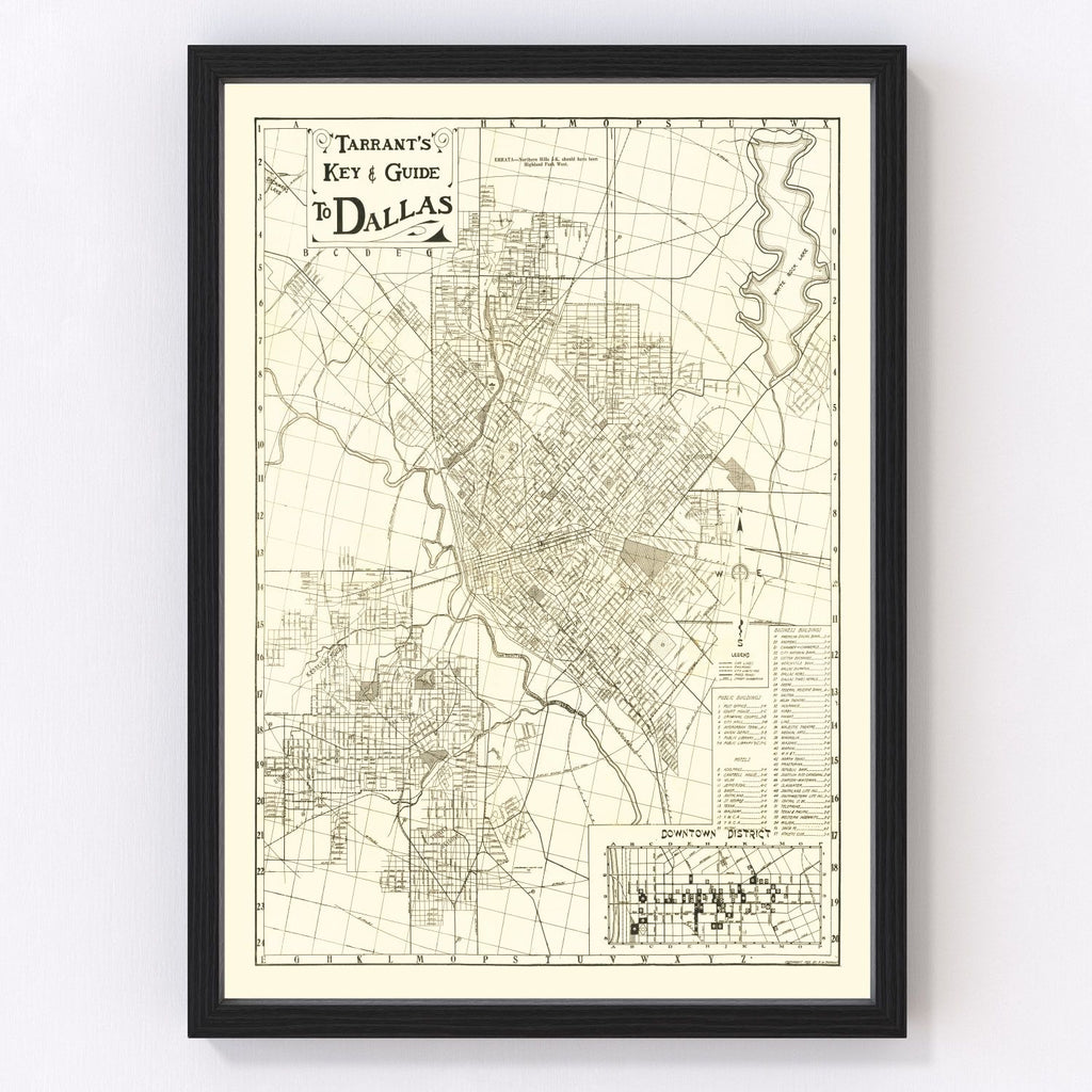 Vintage Map of Dallas, Texas 1925