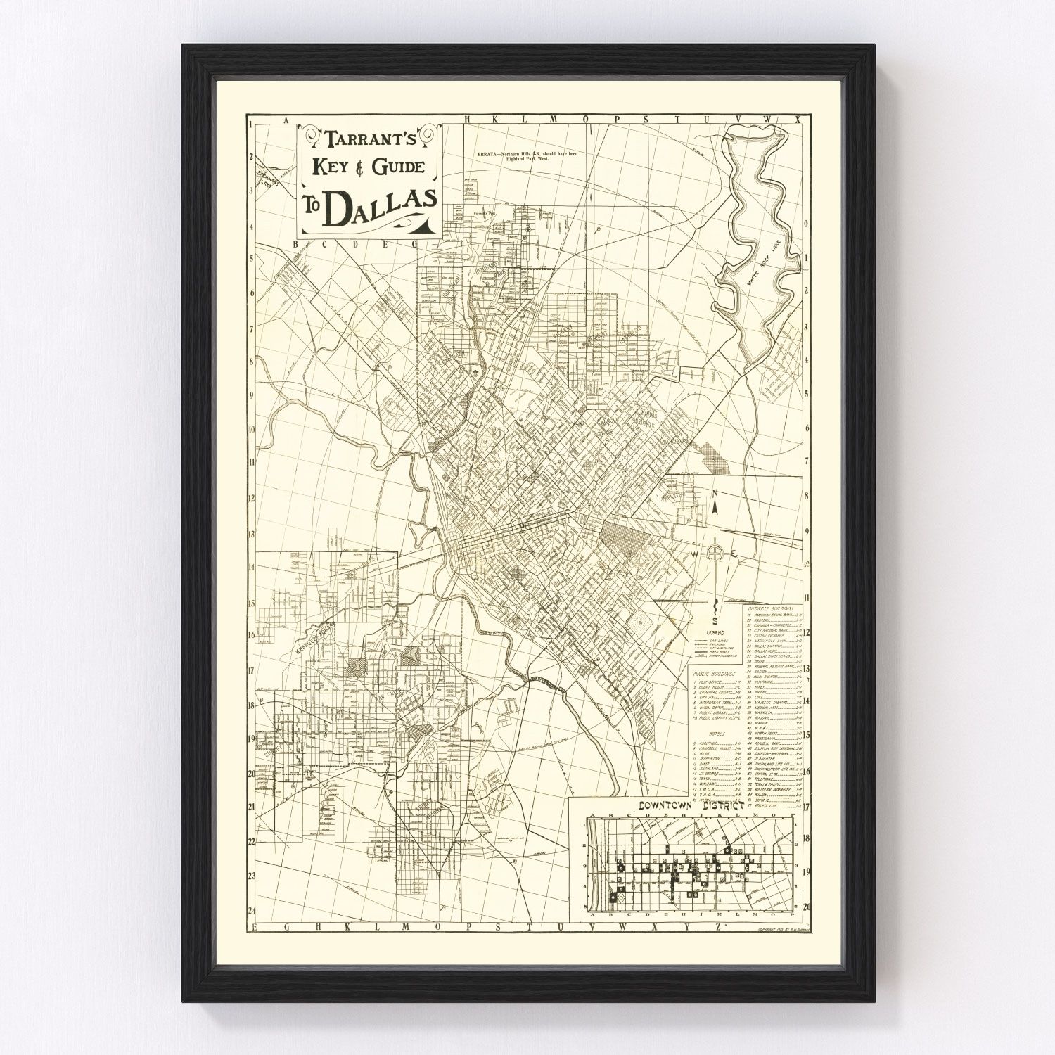 Vintage Map of Dallas, Texas 1925