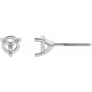 Platinum 5.5 mm Round 3-Prong Earring Mounting
