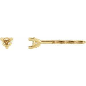 14K Yellow Gold 2.5 mm Round 3-Prong Earring Mounting