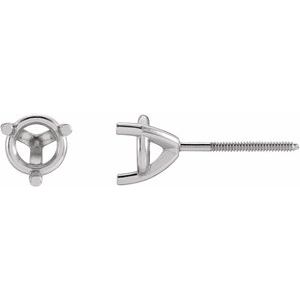 14K X1 White Gold 5.8 mm Round 3-Prong Earring Mounting