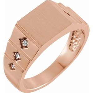 14K Rose Gold .08 CTW Natural Diamond 23.5 mm Geometric Signet Ring