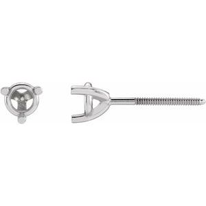 14K X1 White Gold 4.1 mm Round 3-Prong Earring Mounting