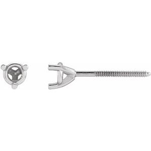 Platinum 3.4 mm Round 3-Prong Earring Mounting