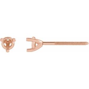 14K Rose Gold 3.2 mm Round 3-Prong Earring Mounting