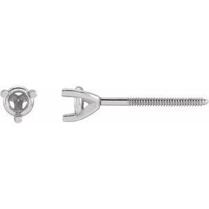 Sterling Silver 3.2 mm Round 3-Prong Earring Mounting