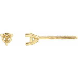 18K Yellow Gold 3 mm Round 3-Prong Earring Mounting