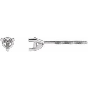 Sterling Silver 3 mm Round 3-Prong Earring Mounting