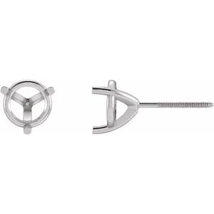 Platinum 7.4 mm Round 3-Prong Earring Mounting