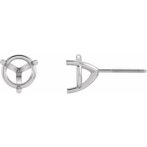 14K X1 White Gold 8.2 mm Round 3-Prong Earring Mounting