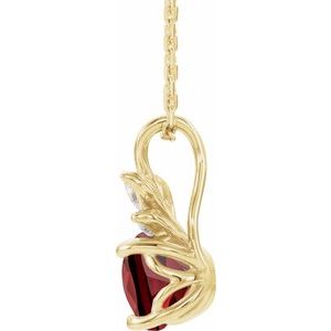 14K Yellow Gold Natural Mozambique Garnet & 1/10 CTW Natural Diamond 16-18" Necklace