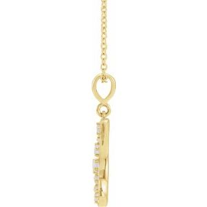 14K Yellow Gold Natural White Opal Cabochon Crescent Moon 16-18" Necklace
