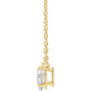 14K Yellow Gold 1/3 CT Natural Diamond Solitaire 16-18" Necklace