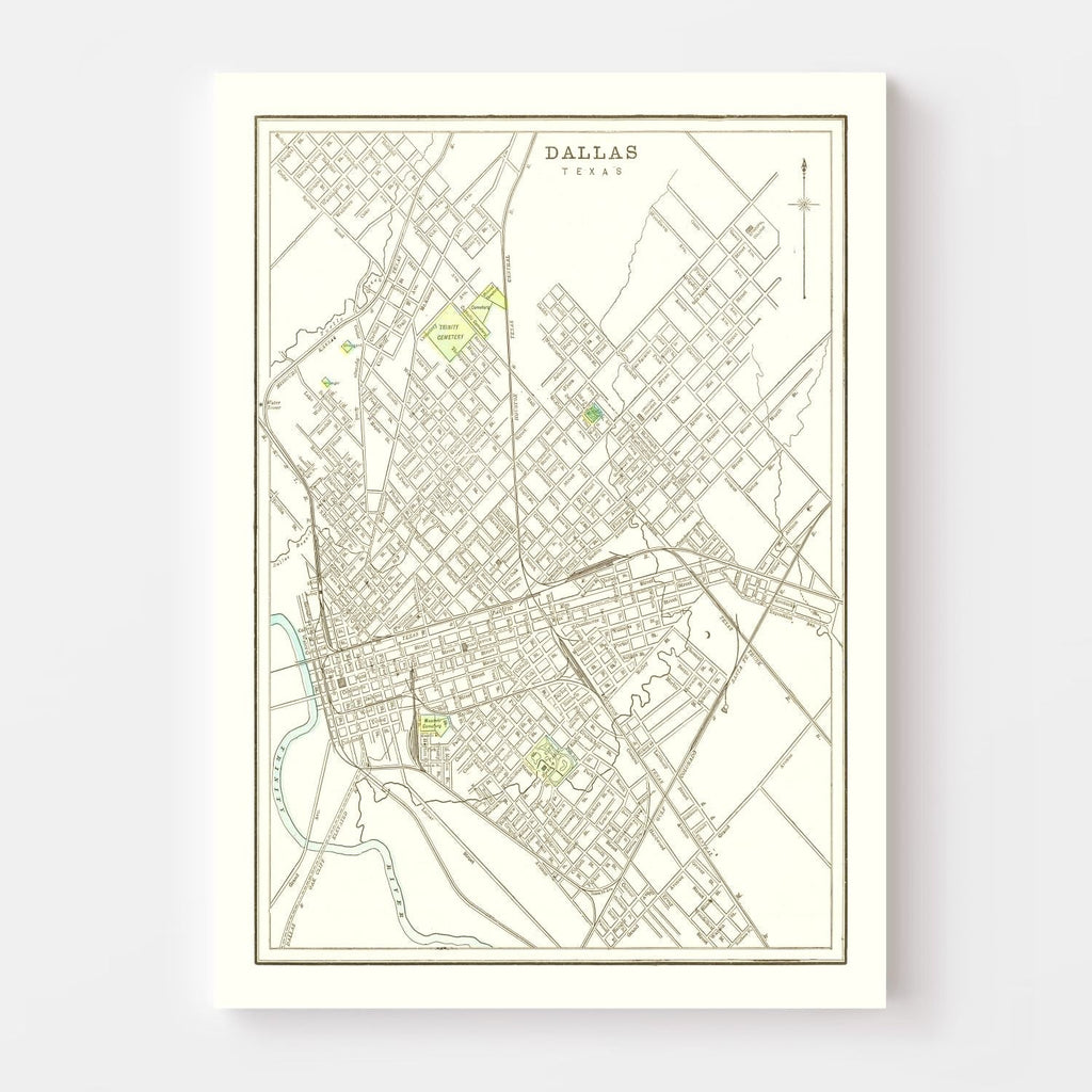 Vintage Map of Dallas, Texas 1893