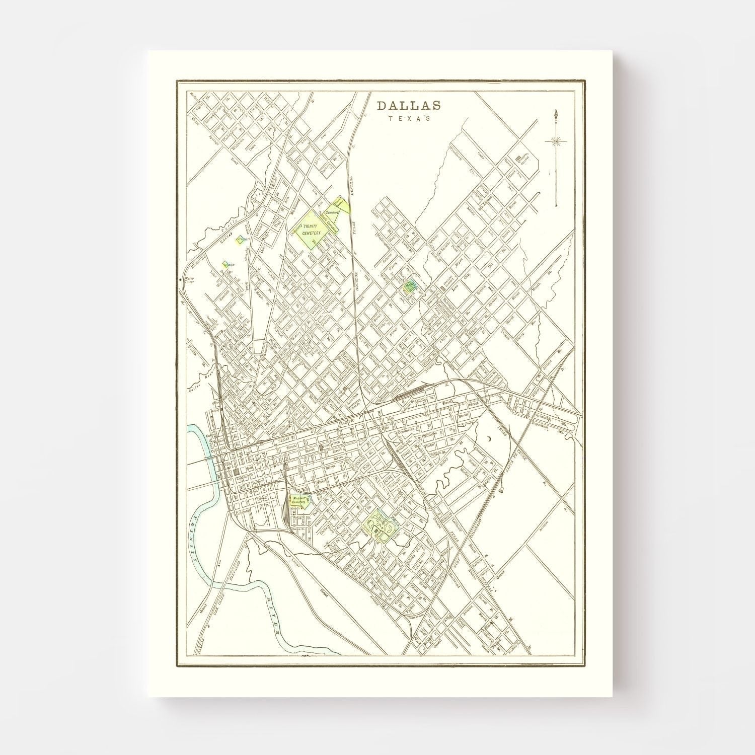 Vintage Map of Dallas, Texas 1893