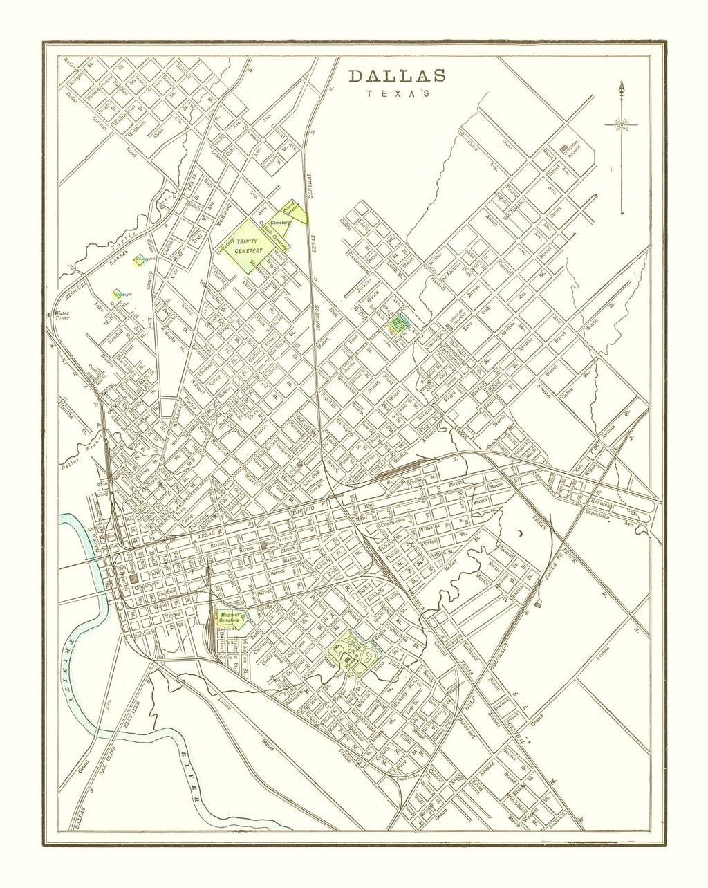 Vintage Map of Dallas, Texas 1893