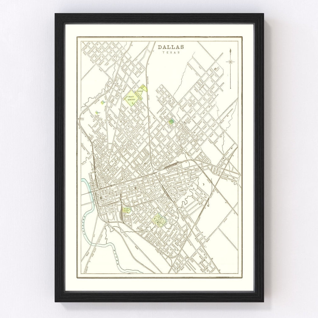 Vintage Map of Dallas, Texas 1893