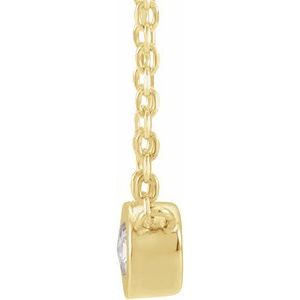 14K Yellow Gold 1/3 CT Rose-Cut Natural Diamond Bezel-Set 18" Necklace
