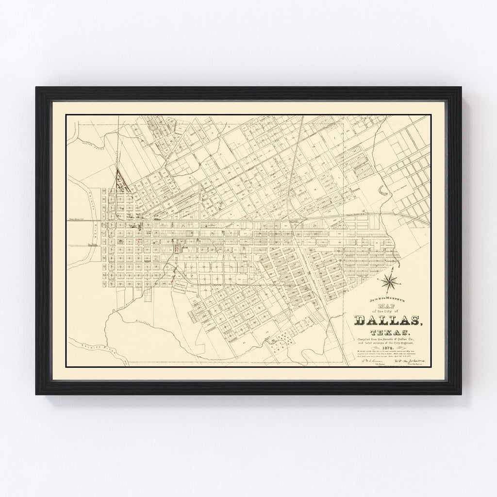 Vintage Map of Dallas, Texas 1878