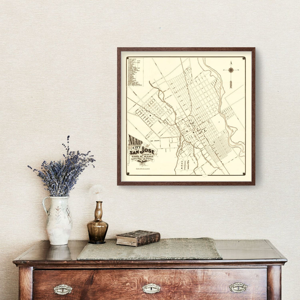 Vintage Map of San Jose, California 1872