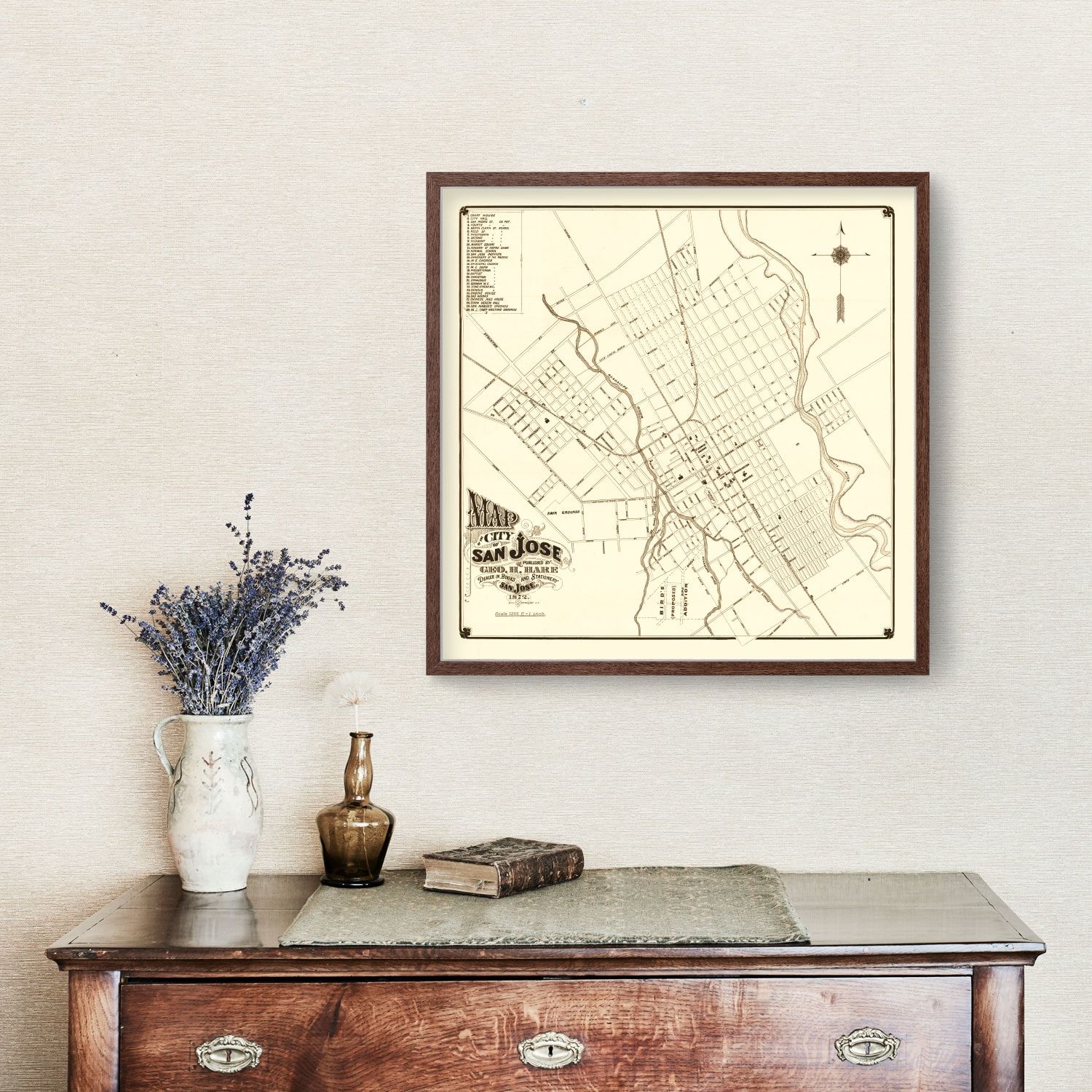 Vintage Map of San Jose, California 1872