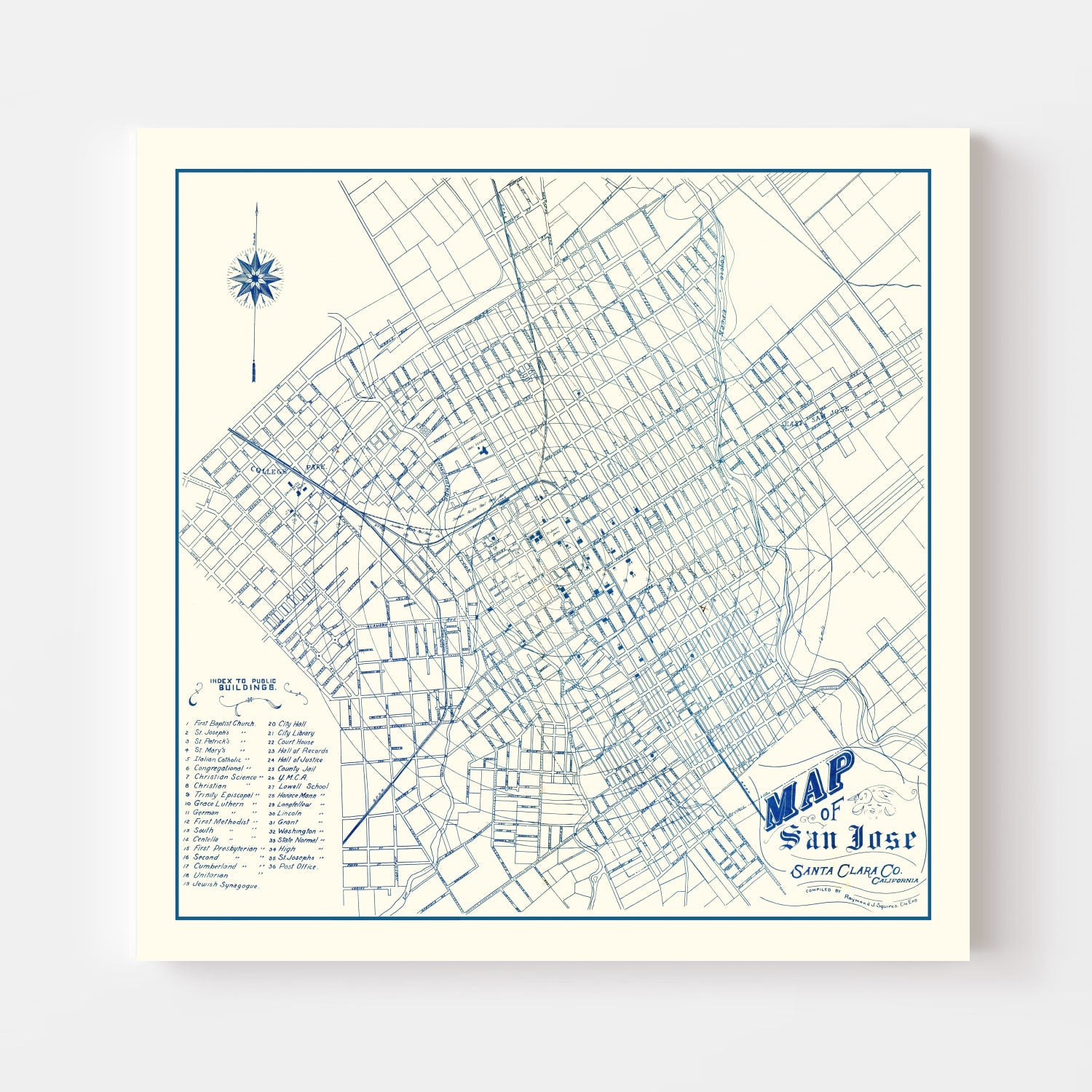 Vintage Map of San Jose, California 1909