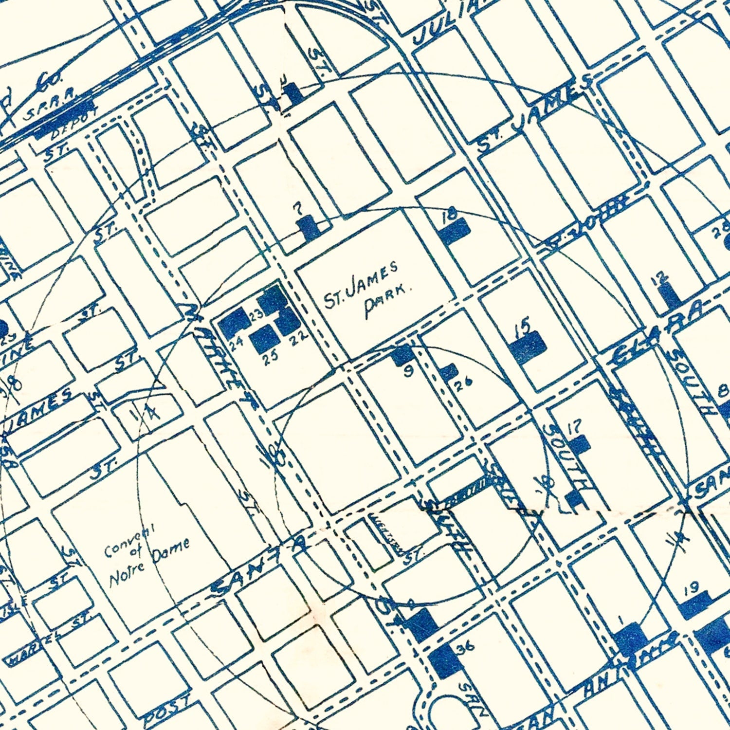 Vintage Map of San Jose, California 1909