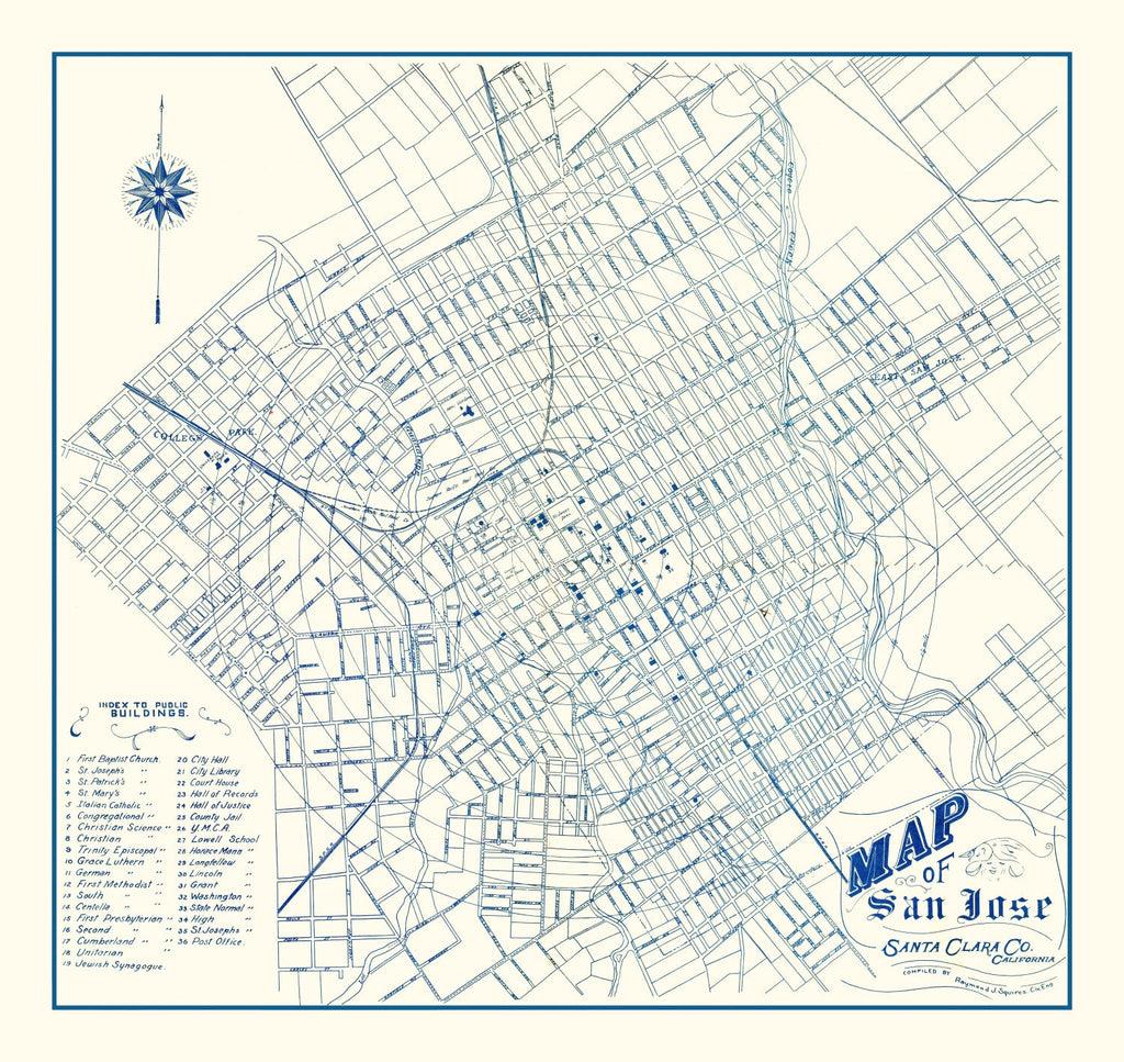 Vintage Map of San Jose, California 1909
