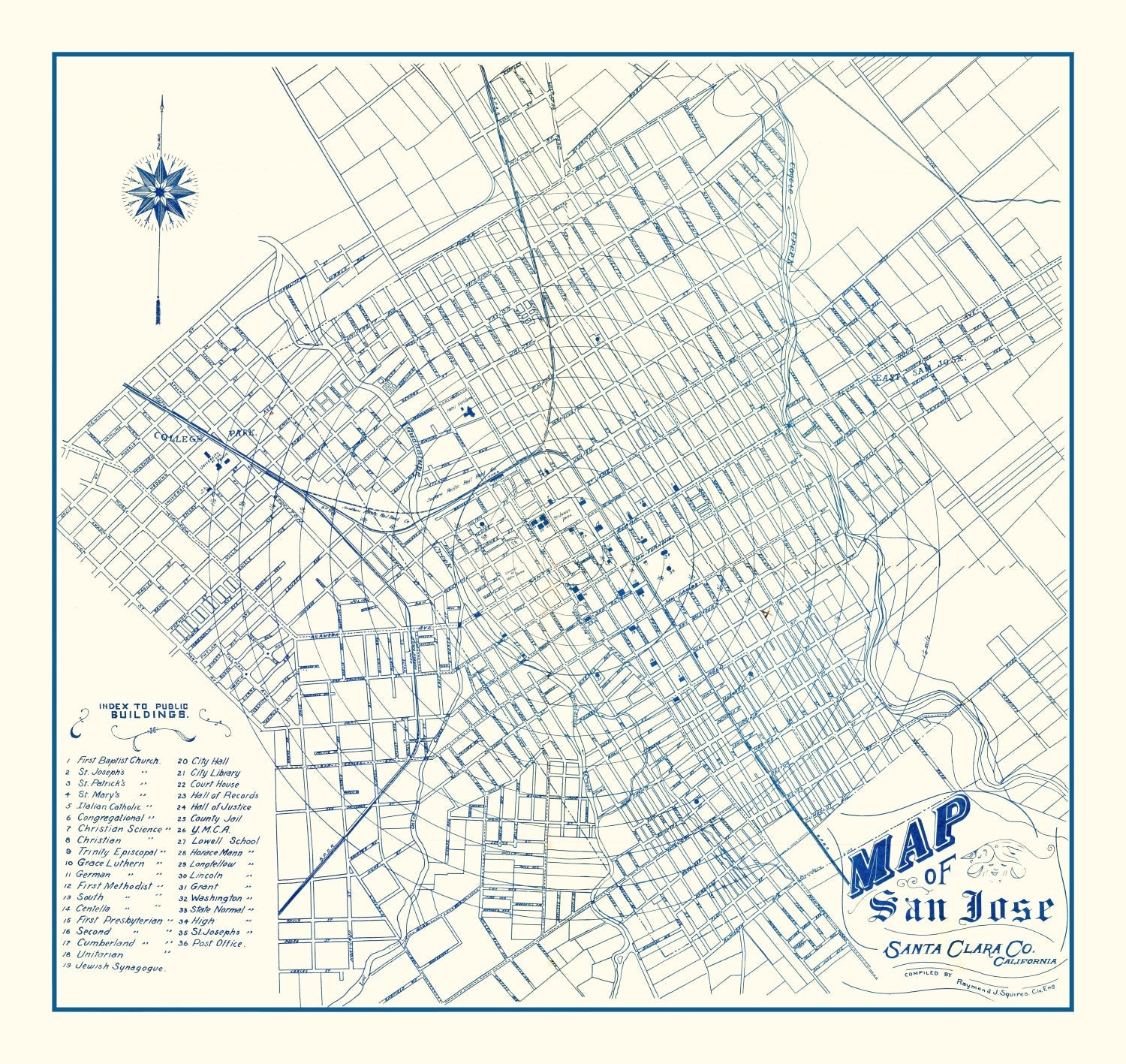 Vintage Map of San Jose, California 1909