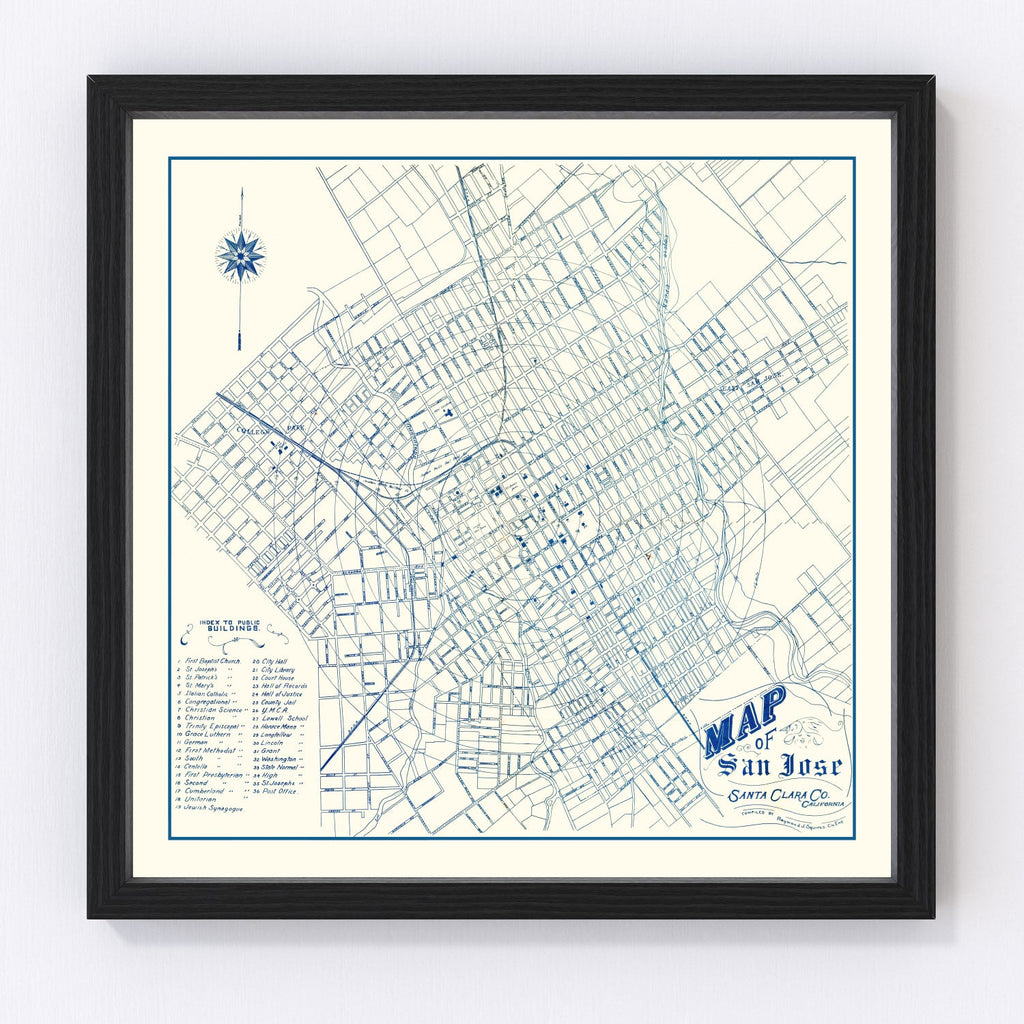 Vintage Map of San Jose, California 1909