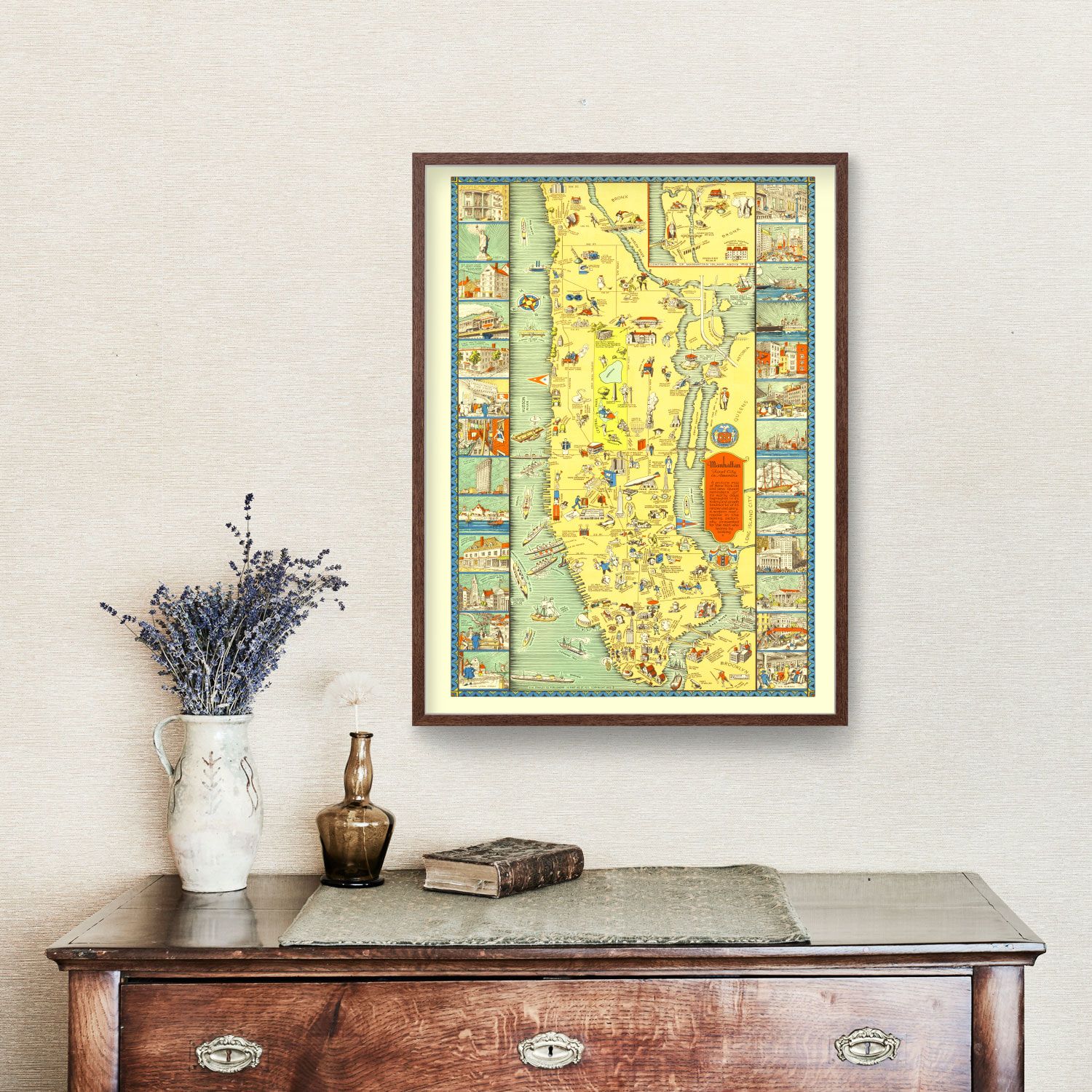 Vintage Map of Manhattan, New York 1933