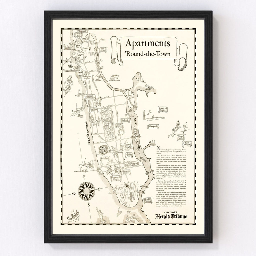 Vintage Map of Manhattan, New York 1935