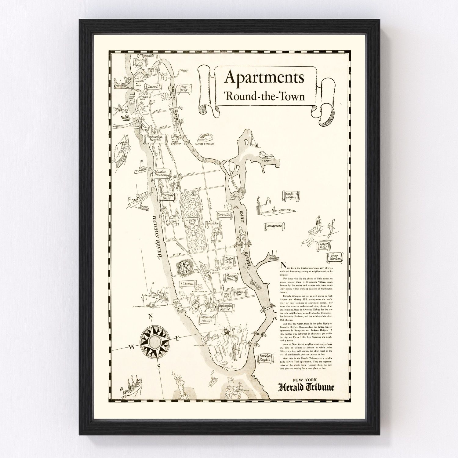 Vintage Map of Manhattan, New York 1935