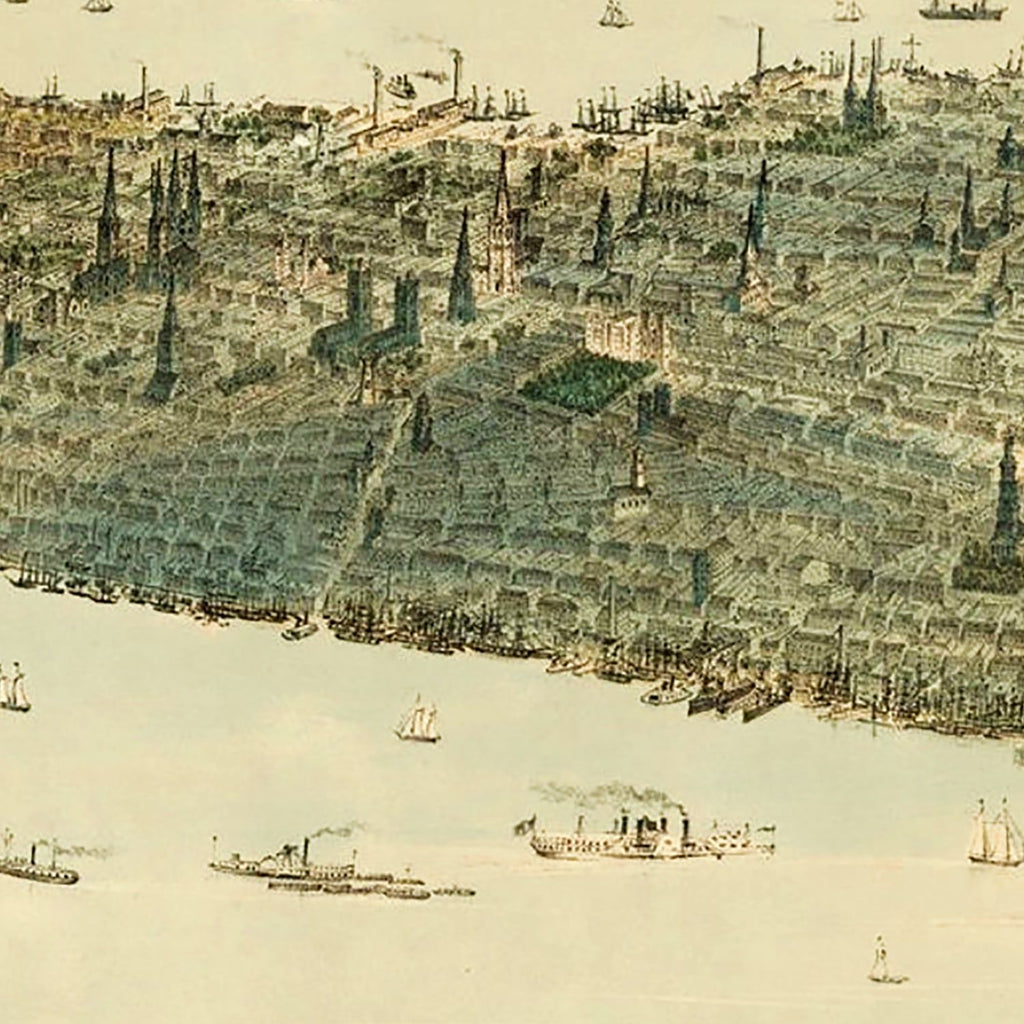 Vintage Map of Manhattan Island, New York 1854