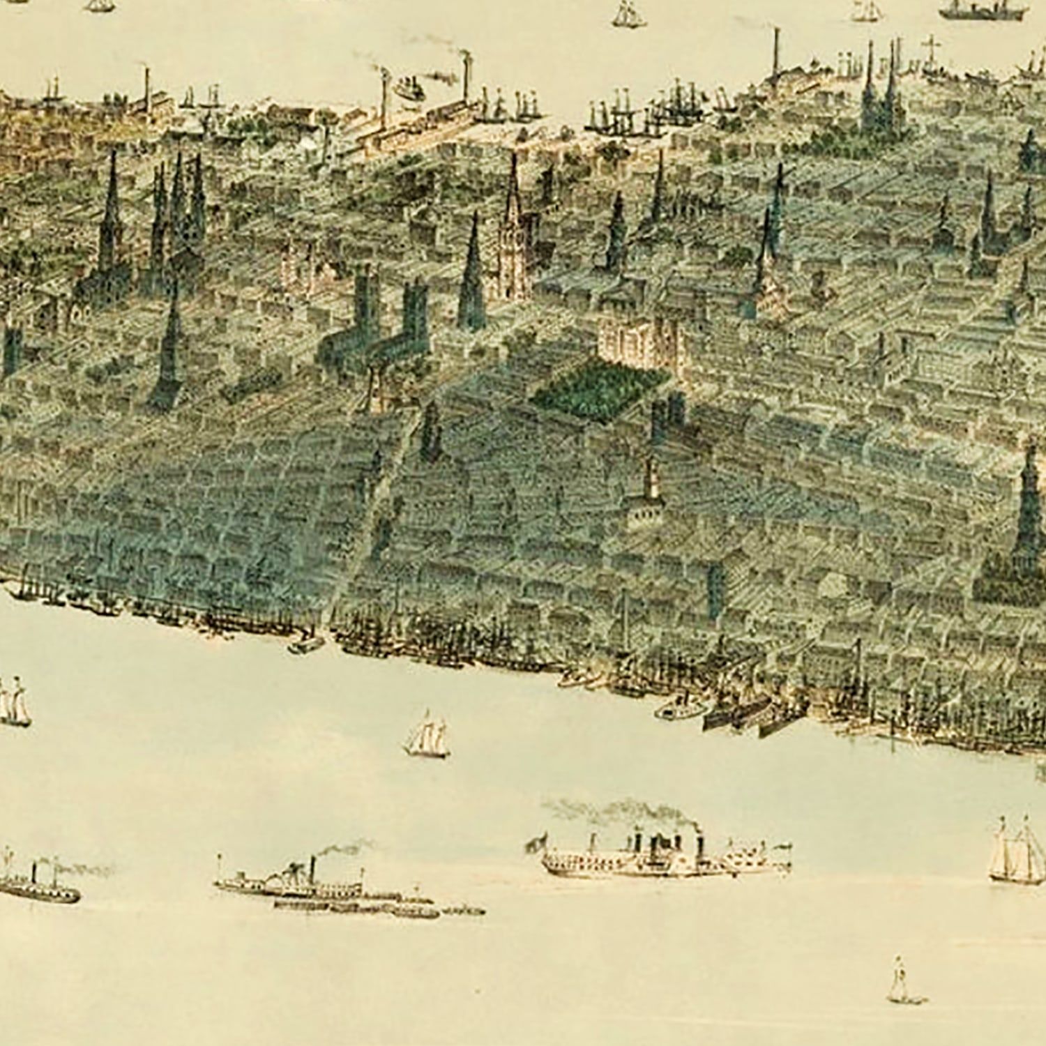 Vintage Map of Manhattan Island, New York 1854